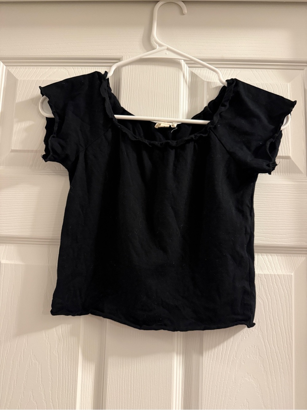 Moa Moa Black Ruffle-Edge Crop Top